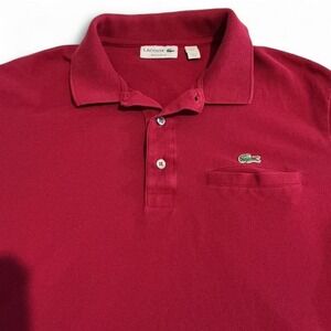 Lacoste Polo Shirt Mens BURGUNDY Regular Fit Cotton Pocket Short Sleeve